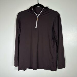 TAILORED SPORTSMAN SUN SHIRT ICEFIL ZIP TOP Brown Size Large